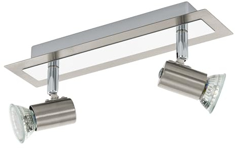 EGLO LED taklampa Rottelo, 2-flammig takbelysning, metallspotlight | vardagsrumslampa i matt nickel och krom, spotlights med GU10-ljuskälla, varmvitt ljus