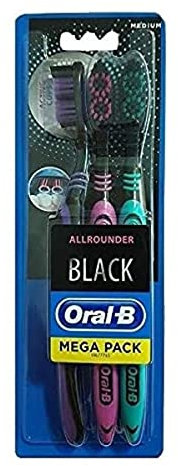 Oral-B Lot de 3 brosses à dents manuelles Allrounder Noir Taille M