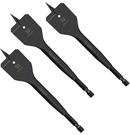 3 x SabreCut SCRIW32_3 32mm x 152mm Impact Rated Flat Wood Spade Bits for Softwood Hardwood Chipboard