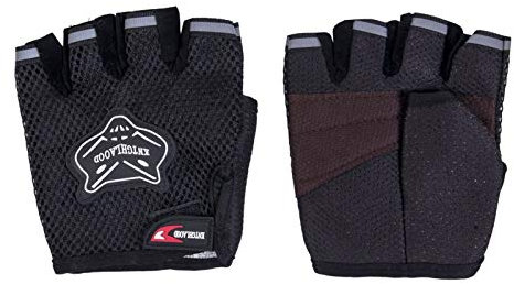 JJKB Klettern Handschuhe Kinder Erwachsene Klettern Outdoor-Sport-Fahrrad-Fahrrad-Fahrrad-halber Finger-Mesh-Handschuh (Color : Black, Size : Kid)