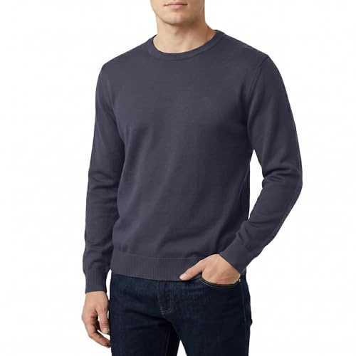 Castle Point Pull Homme 100% Coton Léger – Pull Tricot Col Rond ou Col V, Pull Homme Coton Respirant, Pull Léger Décontracté et Bureau (Bleu Marine, L)