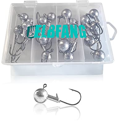 ELBFANG Jigghuvuden set storlek 3/0 | 12 g | 14 g | 18 g | 21 g I 20 jiggkrokar I jigghuvud för gummifisk gös I konstgjorda beten gummibete, fisketillbehör