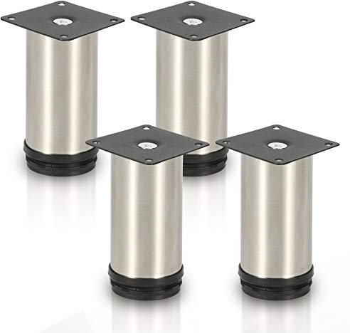 Joparri 4X Edelstahl Möbelfüße Höhe 120 mm Möbelfuß Sockelfüße für Möbel, Küchenschränke Tischfuß Schrankfüße Belastbar bis 250 Kg