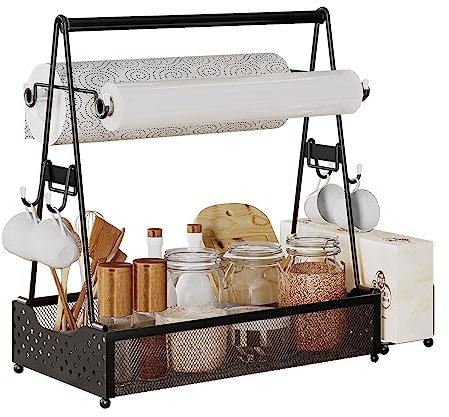 Grill Caddy for Outdoor Grill,maxant Picnic Grill Caddy with Two Paper Towel Holders Foldable BBQ Caddy Accessories Grill Utensil Organizer for Camping Outdoor Grill