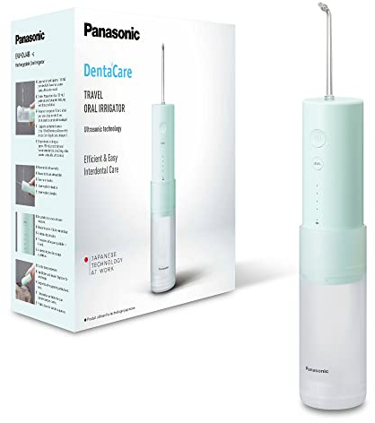 Panasonic EW-DJ4B-G511 Cordless Water Flosser for teeth, Rechargeable Travel Oral Irrigator with 4 Level Pressure, Ultrasonic Teeth Cleaner & Nozzle, 1 Hour Charge Time, Compact & Portable - white