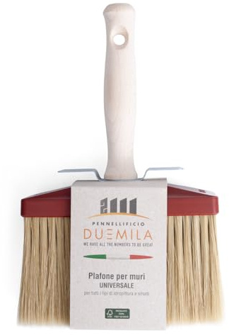 PENNELLIFICIO 2000 | Pinceau de Plafond Professionnel pour Peintres et Peintres, avec poignée en Bois, Pinceau Peinture, pour peintures murales, 6,5 x 16 cm - Fabriqué en Italie