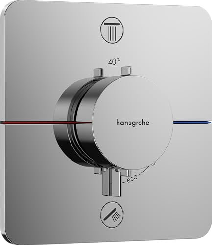 hansgrohe ShowerSelect Comfort Q - thermostat conceiled, bathroom tap with safety stop at 40 °C, thermostat for showers and bath tubs, shower mixer for 2 functions, chrome, 15583000