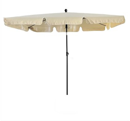 AKORD Sonnenschirm Strand Rechteckig FLOKS | 125x200x235 cm Neigungswinkel und Höhe Verstellbar | Wasserabweisend Sonnenschutz Balkon Garten-Schirm Marktschirm Terrassenschirm | EN-581-Norm | Beige