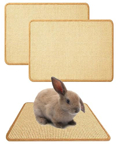 Oncpcare 2 Kratzmatten für Kaninchen, natürliche Sisal-Kratz- und Kauspielzeuge, Kaninchen-Käfigmatten, Haustier-Kuschelbetten zum Beißen, Schlafen und Nisten
