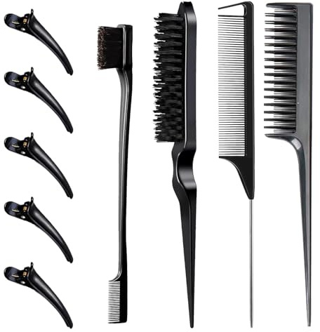 Peigne à crêper - Lot de 9 brosses à crêper - Brosse à cheveux double bord et peigne en queue de - Peigne de coiffure pour salon de beauté - Pour coiffure, salon de coiffure
