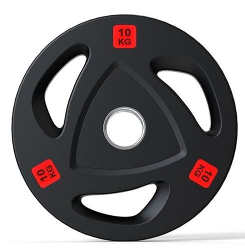 BIPOWER Disco Olimpico Recubierto de Goma con 3 Agarres - Pesas Profesionales 15kg (Venta en unidades)