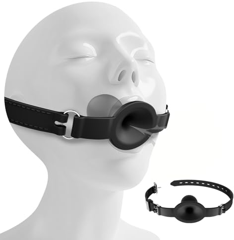 Silicone Ball Gag with Breathing Holes for BDSM Gag Training, Adjustable Bondage Gags Muzzles with Big Mouth Gag Ball, Soft Dildo Gag Harness for Deepthroat Play Role Scenes