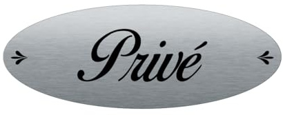 AUA SIGNALETIQUE - Plaque de porte Aluminium Brossé AluSign Ovale 160x60 mm - (Privé)