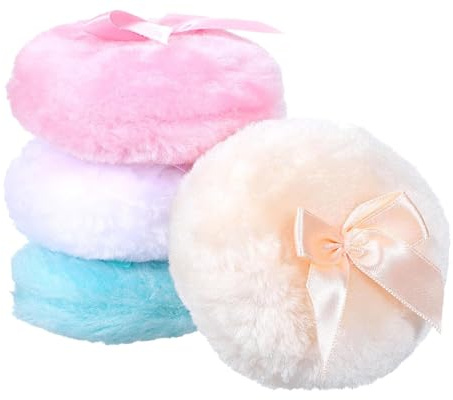 Grandes y Esponjosas para Polvos,4 PCS Borla Maquillaje Terciopelo para El Cuerpo Polvo para Maquillaje en Seco y Húmedo Cara y Cuerpo