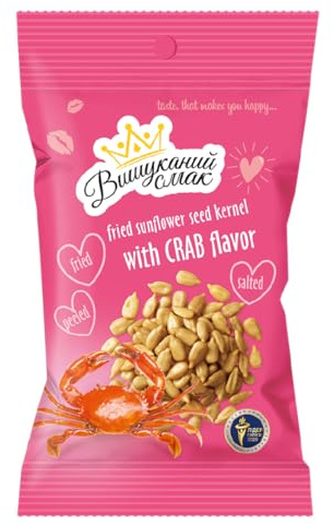 Crab Flavored Sunflower Seeds, Shelled Roasted Sunflower Kernels, Savory Crunchy Snack, Premium Seasoned Seed Kernels 2.8 oz (80g) Shelled, (Pack of 10), Crab