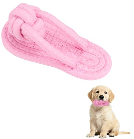 MultiValue Rolig oförstörbar hundleksak i tofflor, bomullsrep med knut intelligensleksak för hundar, leksaker för hundar att leka och tandvård (rosa)