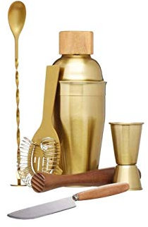 BarCraft Cocktail Making Kit (6-Piece Gift Set) -Brass Finish, 2, 28 x 32 x 28 cm