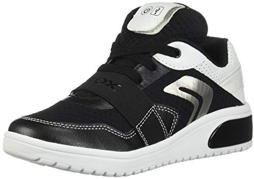 Geox XLED Boy J927QB Bambino Sneaker,Scarpe da ginnastika,Scarpe da Cosa Sportivi,Scarpe Sportive,Alto,Ragazzo Testo Luminoso a LED,Lacci,Scarpa Sportiva,Sneaker Mid Cut,Nero,32 EU