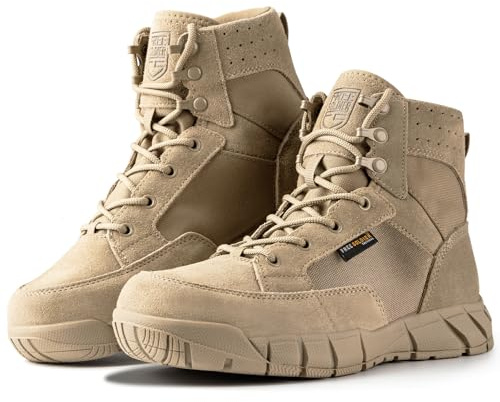 FREE SOLDIER Waterproof Hiking Work Boots Men's Tactical Boots 6 Inches Lightweight Military Boots Breathable Desert Boots(Tan 9)