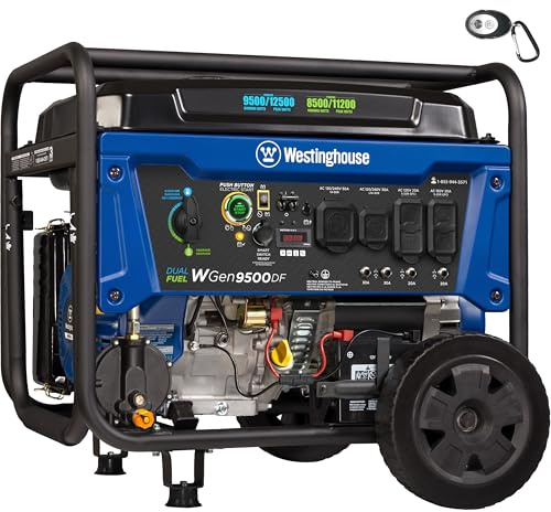 Westinghouse 12500 Watt Dual Fuel Home Backup Portable Generator, Remote Electric Start, Transfer Switch Ready, Gas and Propane Powered