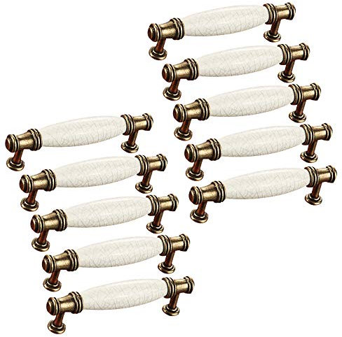 EBETA 10er Schrankgriffe Bogengriffe Keramik Griffe Türgriff Retro Möbelgriff Schubladegriff Möbelknöpfe Bohrlochabstand 96 mm