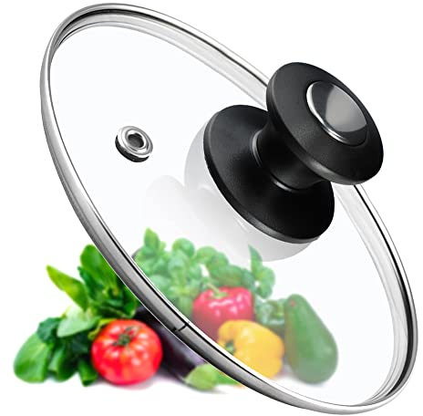 KADAX Tapa universal de cristal con mango negro y plata, tapa resistente al calor en diferentes tamaños, tapa de sartén, tapa de cristal para olla, sartén (14 cm)