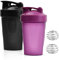 2 Protein Shaker Flasche 400 ml Wasserflasche BlenderBottle Auslaufsicher mit BlenderBall Trinkflasche BPA Frei Nutrition Eiweiß Shaker für Cremige Whey Proteinpulver Shakes, Schwarz + Lila…