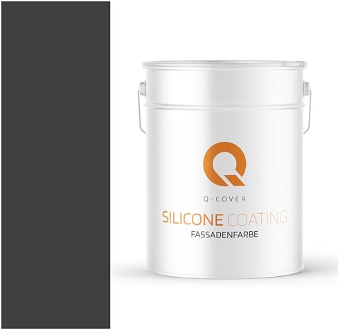 Q-COVER Fassadenfarbe 10 L Schwarz Silikonharz Fassadenfarbe Außen Wandfarbe Wetterfest