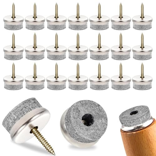 Soodyoow Protector Patas Sillas, 50 Piezas Deslizadores para Muebles, 22mm Fieltro para Sillas Antideslizante, Tornillos Deslizantes de Fieltro para Muebles Pesados, Sillas y Azulejos