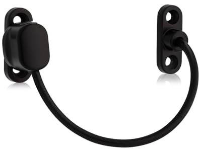 XFORT Viper Thumbturn Locking Cable Window Restrictor in Black, Keyless Durable Window Safety Lock for Child Safety and Window Security