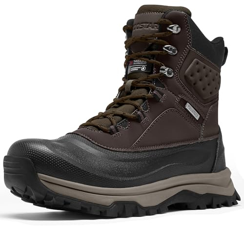 Coostar Snow Boots for Men Insulated Waterproof Winter Boots Outdoor Boot for Cold Weather Dark Brown Size 11.5