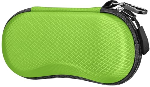 FINTIE Sunglasses Case, Hard EVA Shell Shockproof Sport Glasses Case with Metal Carabiner Travel Zipper Eyeglasses Holder, Emerald Green