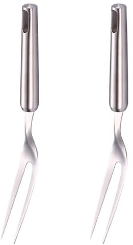 EdirFtra Fourchette à Viande en Acier Inoxydable Carving Fork, Barbecue Cooking Meat Fork, Fourchette à Viande à Deux Broches, Dents en Acier Inoxydable/Prongs. 29cm Carving Fork