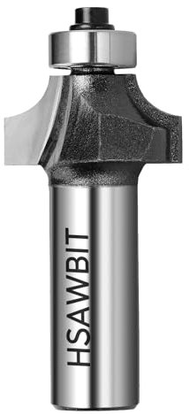 hsawbit Rounded Over Router Cutter Bit, 1/2 Inch Shank, 8mm Radius and 12.7mm Cut Length, Roundover Router Bit Edging Router Bit
