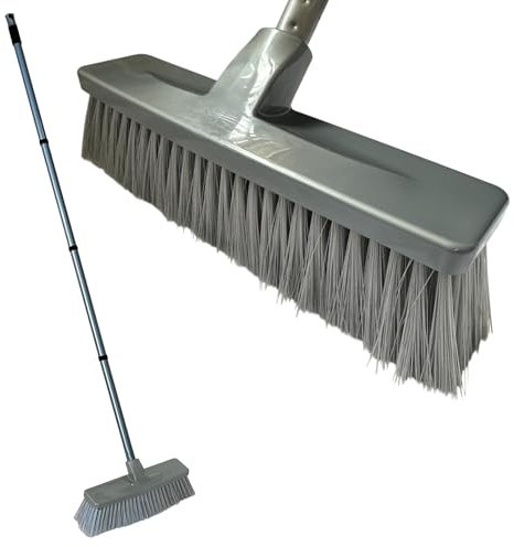 LSC 12'' Soft Indoor Broom Heavy Duty Sweeping Brush with 120cm Stainless Steel Handle Ideal for Kitchen Carpet Living Room Removes Pet Hair (1)