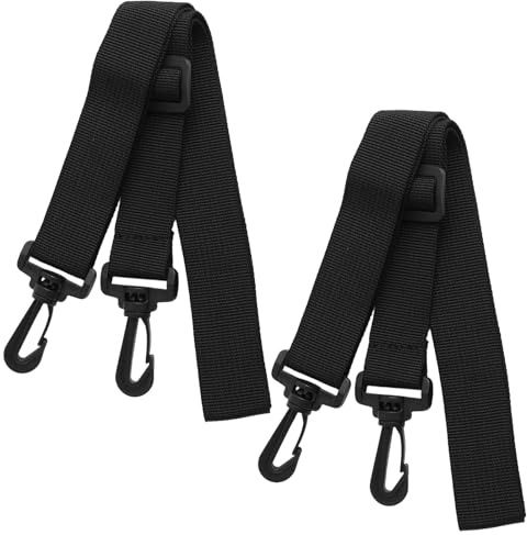 Yewseas 2 PCS Correa Universal de Nylon Bandolera Negra 75-130 cm para Bolsos de Viaje y Ordenador Portátil - Color Negro con Mosquetones