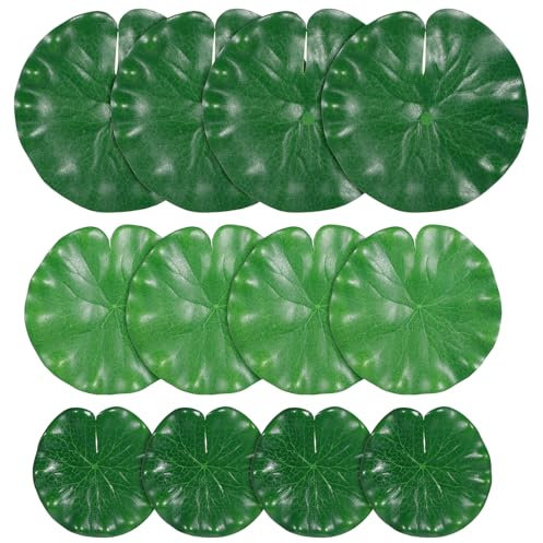 BOHUIZ Lot de 12 feuilles de lotus artificielles flottantes en mousse pour étangs, nénuphars réalistes pour piscine, poissons koï, terrasse, aquarium, étangs extérieurs
