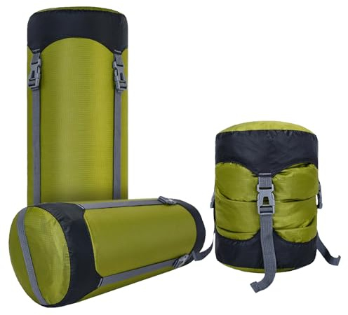 Guerity Compression Stuff Sack,Waterproof Sleeping Bag Compression Sack, 11L Outdoor Storage Bag Stuff Sack for Camping Hiking Backpack (Army Green, 11 L)