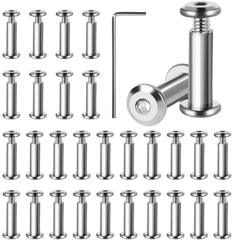 30 Pezzi Viti Di Collegamento M4, Vite per Mobili M4 x 16 mm con Chiave Esagonale, Viti a Brugola in Acciaio Inossidabile, Vite Collegamento Mobili per Armadi, Tavole di Legno