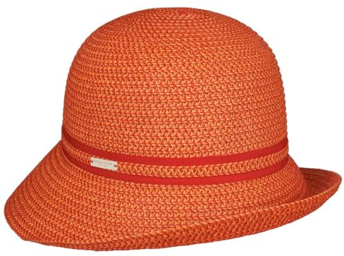 Seeberger Gavia Campana Sombrero de paja Sombrero de Verano Sombrero de Mujer Sombrero de Campana Sombrero de Jardín Mujer - Con Cinta De Grosgrain Verano Primavera-Verano - Talla Única Rojo