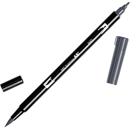Tombow ABT-N45 fiberpenna dubbla borstar penna med två spetsar, cool grey 10