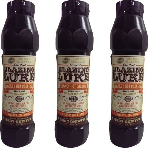 The Real Blazing Luke Barbecue Sauce Smokey Hot Cocktail 3 Flaschen á 750ml (Grill-Sauce)