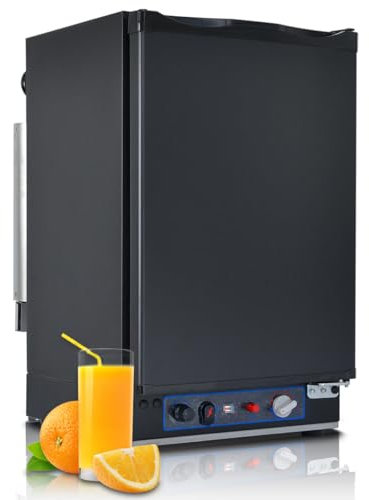 Smad 3 Way Fridge, Gas Fridge for Camping Campervan RV Leisure Motorhome, LPG Propane 12V 240V, Black, 40L