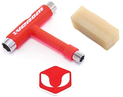 Venom Skateboards Griptape Cleaner/Skate T Tool Pack - Rubber Eraser Tool for Cleaning Grip tape Sandpaper on skateboards Removes Dirt Dust for all Standard Skateboard Decks, Longboards, Cruisers