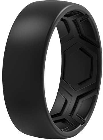 ThunderFit Men's Patterned Silicone Rings, Rubber Bands, 8mm Wide
