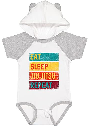 inktastic Eat Sleep Jiu Jitsu Repeat Baby Bodysuit 6 Months White & Heather W/Ears 39c77