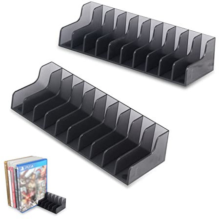 cigemay 2 PCS CD-Aufbewahrungsgestell, Game Card Box-Ständerhalter mit großer Kapazität für /SLIM/PRO, und leicht, Black, Acrylnitril-Butadien-Styrol, 17x4x4 cm