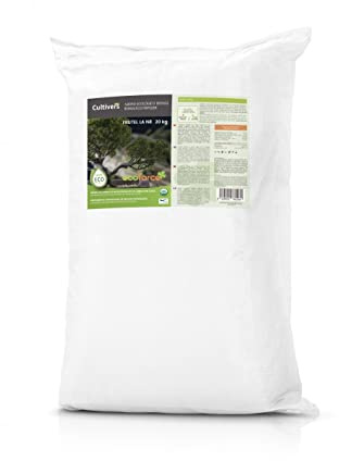 CULTIVERS Engrais biologique pour bonsaï 20 kg. Engrais d'origine 100% biologique et naturelle, à libération lente et contrôlée, granulé avec NPK 8-1-5 +74% M.O. et Ác. Humics