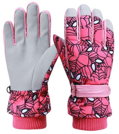 WONIHANDS Skihandschuhe für Kinder wasserdichte Snowboard Handschuhe Winddichte Winterhandschuhe Warm Sporthandschuhe Handschuhe für Outdoor-Sport in Winter Fahrradhandschuhe (Rosa)