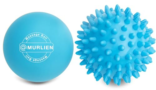 MURLIEN Massage Ball Set, Spiky Ball & Lacrosse Ball for Body Massage, Muscle Relief, Deep Tissue, Myofascial Release, Massager for Neck, Shoulder, Back, Foot or Muscle Tension (Blue)